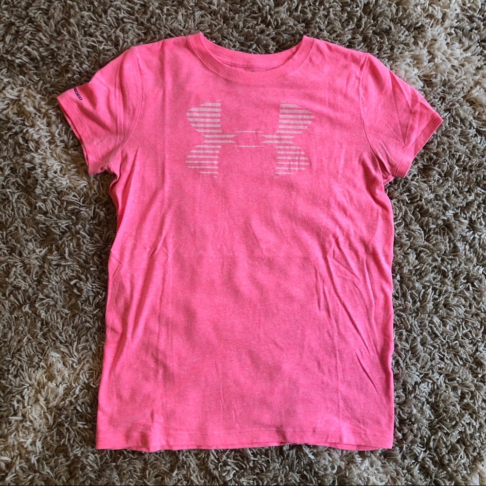 Under Armour Charger top in Pink, size S